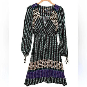 [US10]Anthropologie Maeve  Gianna Tunic V Neck Dress Geometric Print